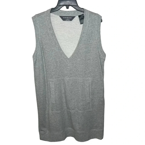 Norma Kamali Tops - Norma Kamali Size L Dress V-Neck Sleeveless Sweatshirt Tunic Gray Pocket Women’s